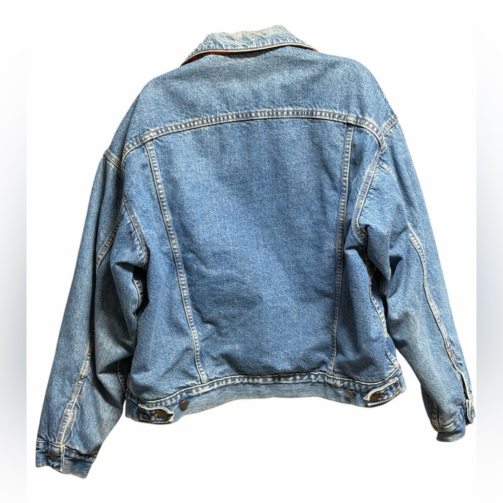 Levi’s‎ Men’s Denim Jacket XL Blue Plaid Lined Trucker Western Americana - Picture 3 of 11